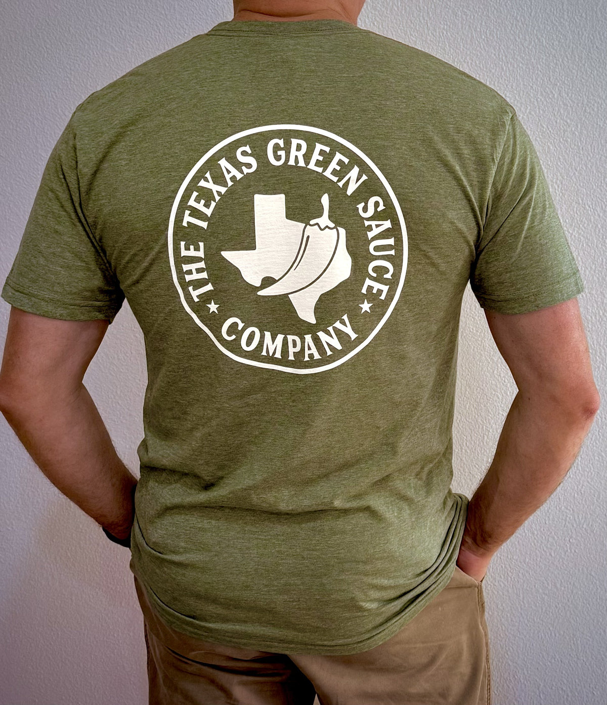 Texas Green Sauce Company Tee | Heather Military Green