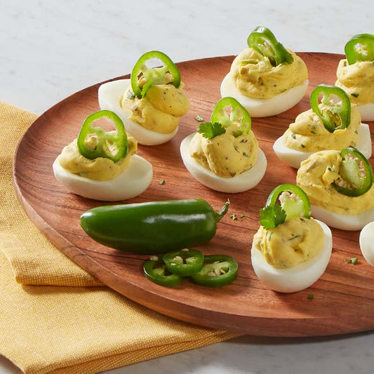 Spicy Texas Green Sauce Deviled Eggs